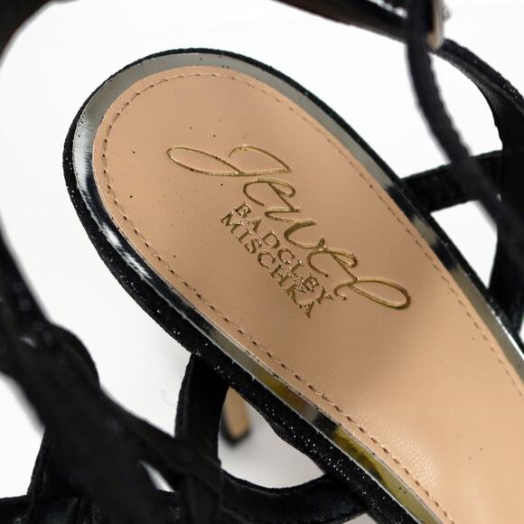 Jewel Badgley Mischka High Heel Sandals Black Sparkly Ambre 9 NWT - Picture 6 of 8